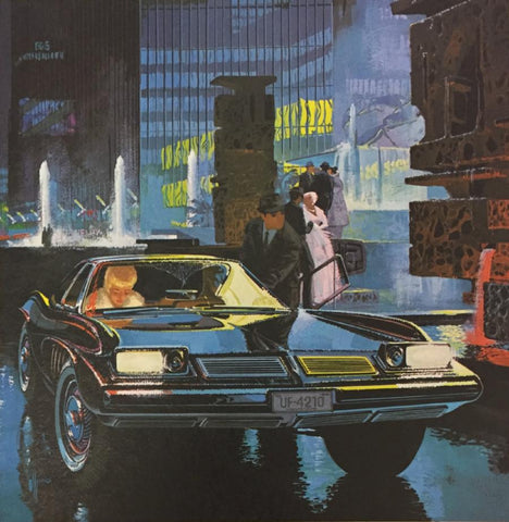 US Steel - City Scene with Car and Sculpture
