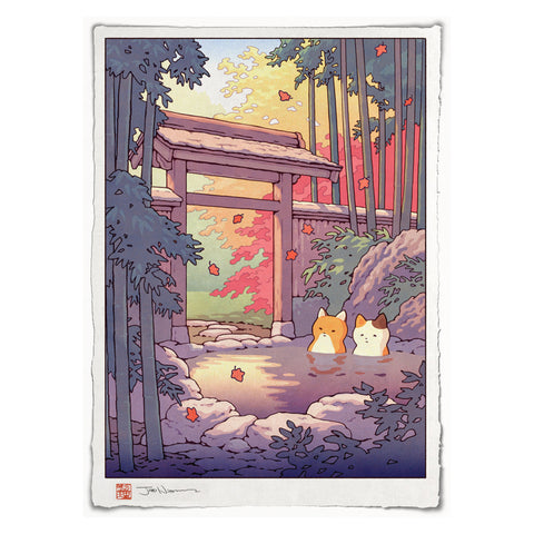 Fox and Cat at the Onsen