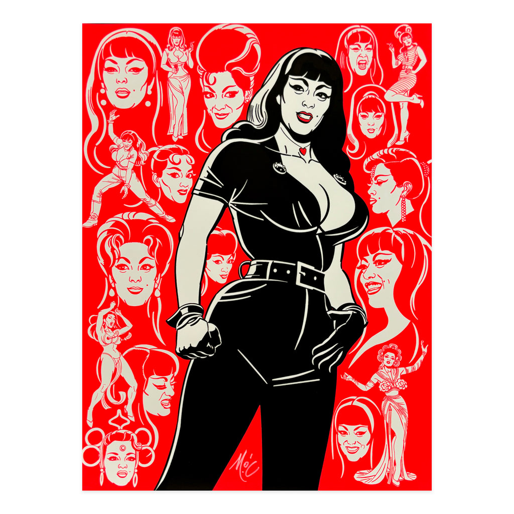 Tura Satana (neon pink and black)