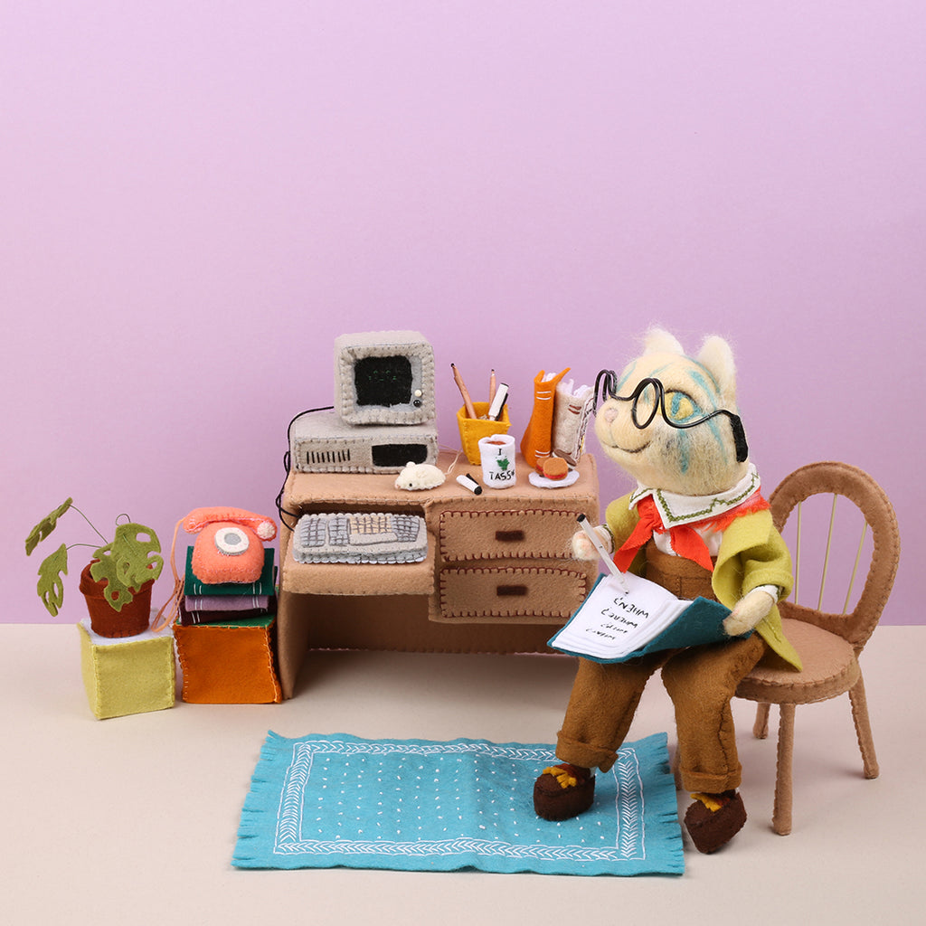Computer Cat at work in her Hobart study (circa 1985)