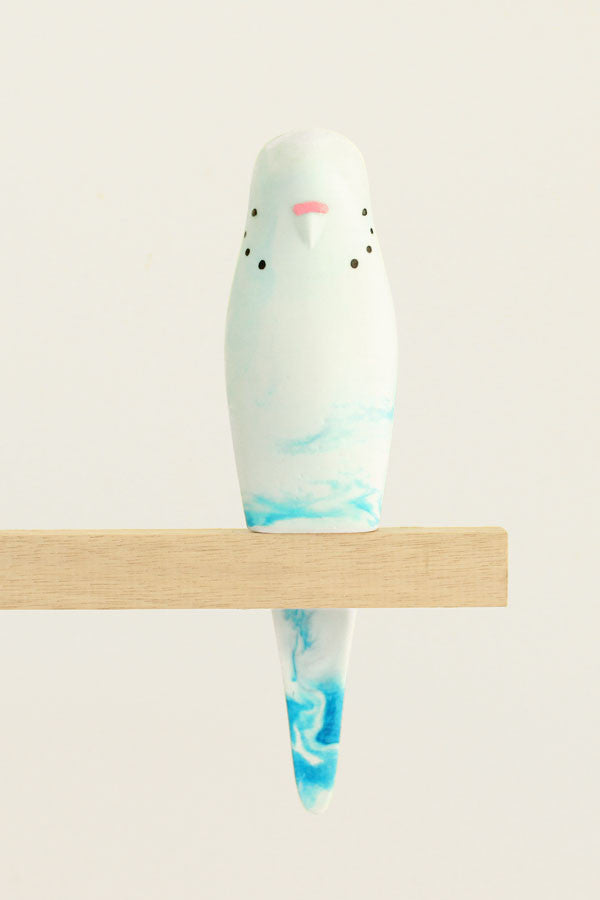Resin Budgerigar - 'Icicle'