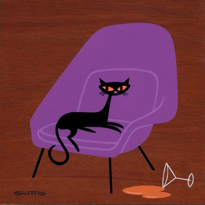 Suspicious Cat (In Purple Womb Chair)